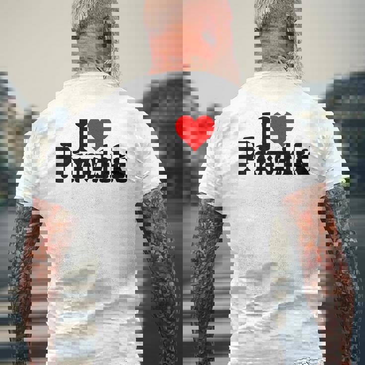 アイラブハートピロシキピロシキ メンズTシャツ バックプリント 高齢者への贈り物