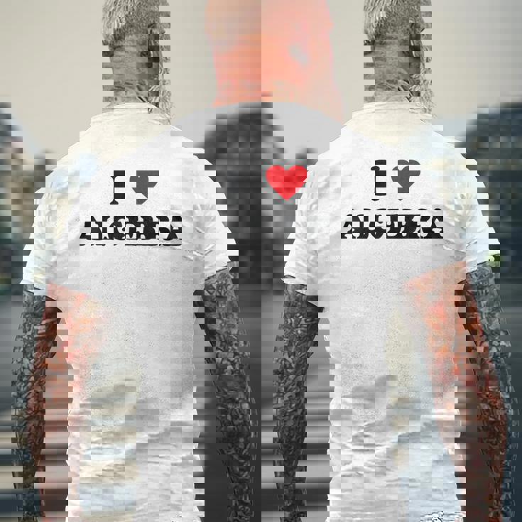 アイ・ハート・マス・ティーチャー-ファニー・アイ・ラヴ・アルゲブラ メンズTシャツ バックプリント 高齢者への贈り物