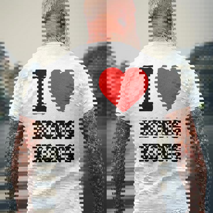 アイ・ラブ・香港 メンズTシャツ バックプリント 高齢者への贈り物