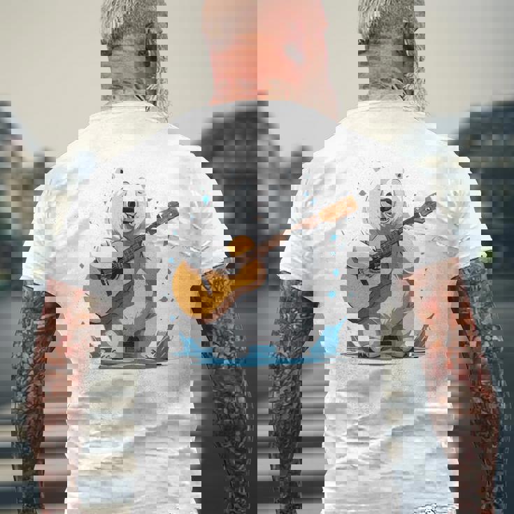 アコースティックギターを弾くクマ、ベアギタリスト 長袖tシャツ メンズTシャツ バックプリント 高齢者への贈り物