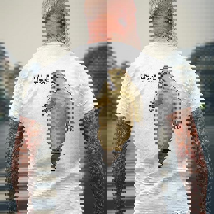 アニマルプリント 驚いたマーモット ドット絵 ピクセルアート 面白い 動物 ミーム メンズTシャツ バックプリント 高齢者への贈り物