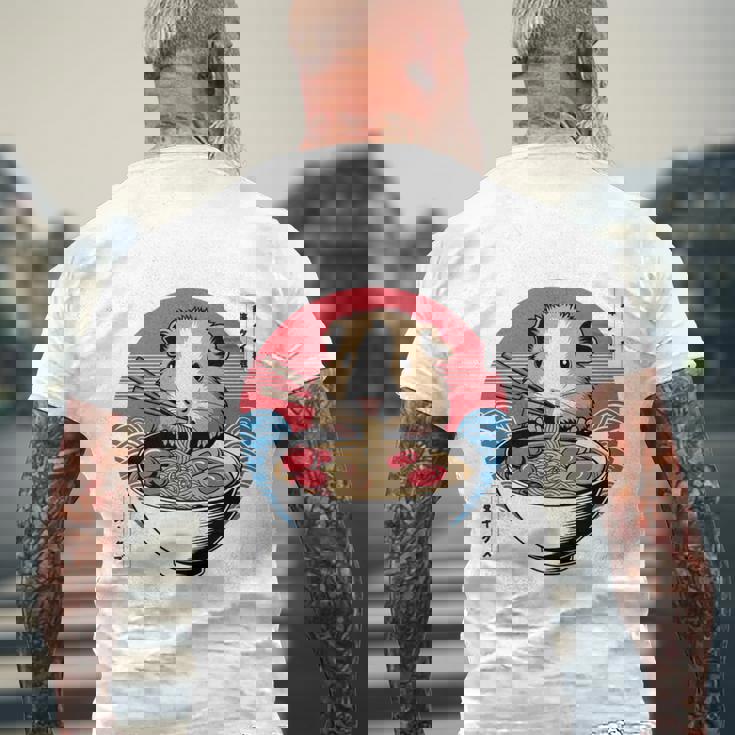 アニメ モルモット 漫画 カワイイ ねこ 日本のラーメン モルモット 長袖tシャツ メンズTシャツ バックプリント 高齢者への贈り物