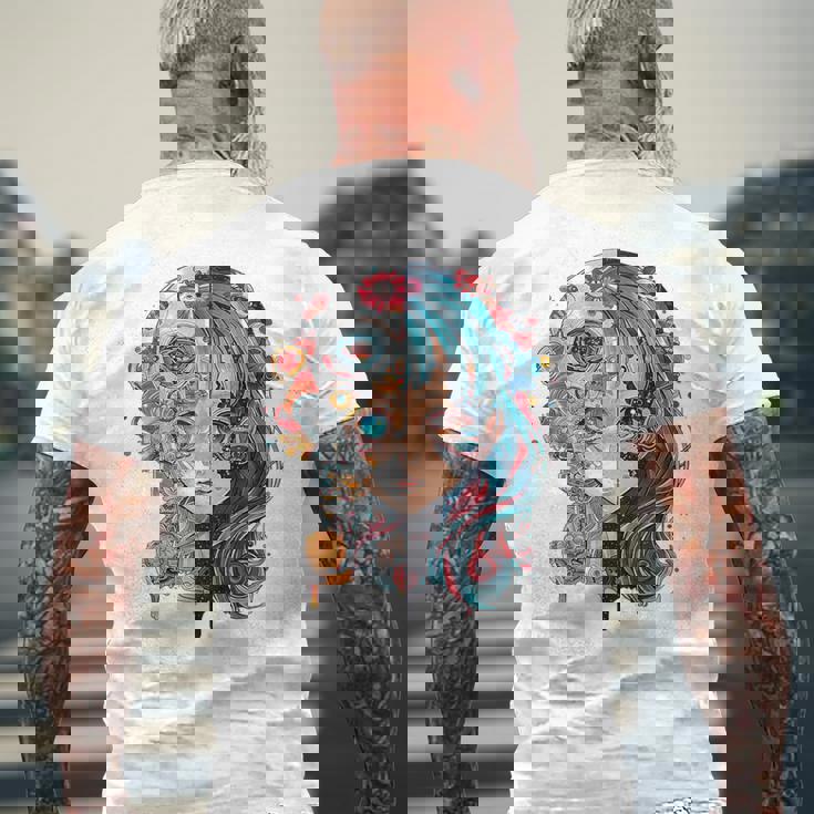 アニメ 漫画 モチーフ カラフル イラスト アニメ メンズTシャツ バックプリント 高齢者への贈り物