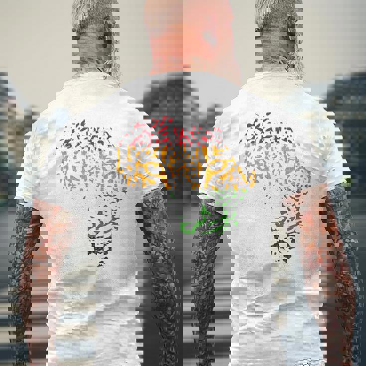 アフリカ地図 ヒョウ柄 アフリカラスタカラー メンズTシャツ バックプリント 高齢者への贈り物