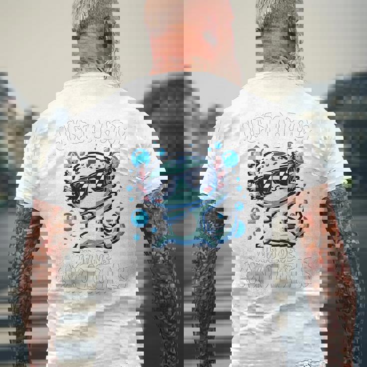 アホロートルを愛するjust A Boy メンズTシャツ バックプリント 高齢者への贈り物