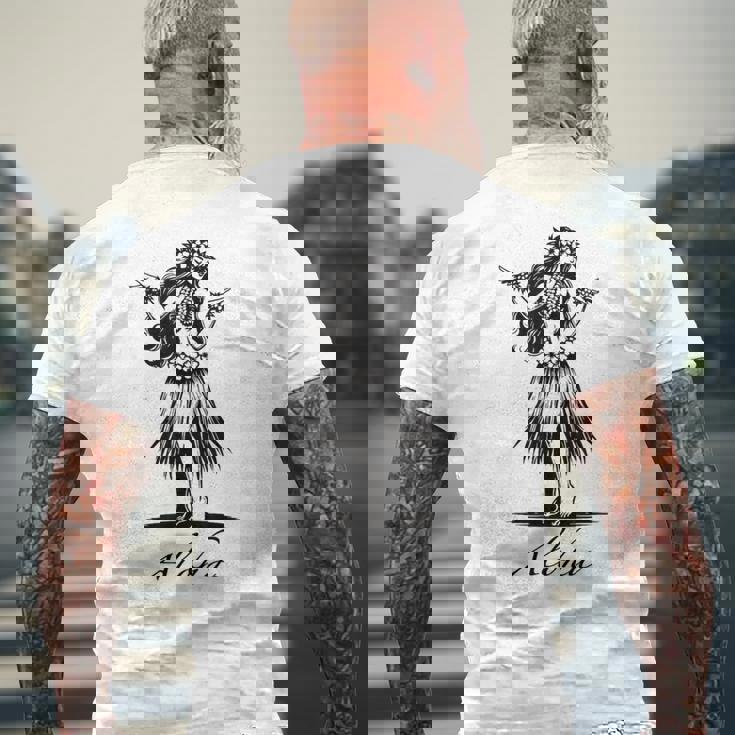 アロハ ハワイ ハワイアン ヴィンテージ ワヒネ フラダンス ダンサー ガール メンズTシャツ バックプリント 高齢者への贈り物
