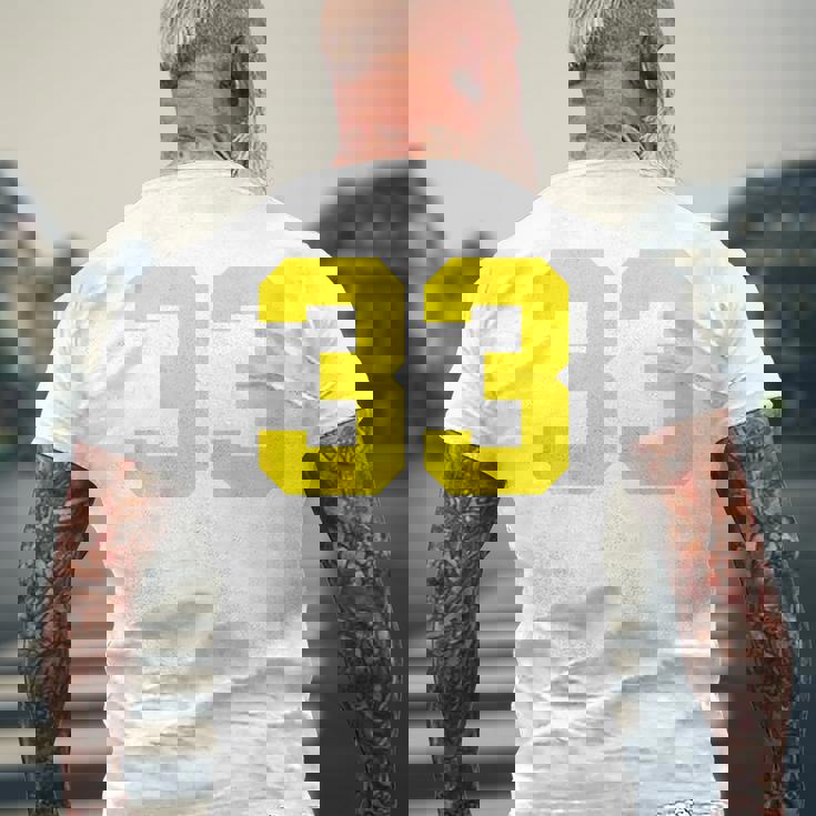 イエローナンバー33 背面 スポーツチーム ジャージ番号 メンズTシャツ バックプリント 高齢者への贈り物