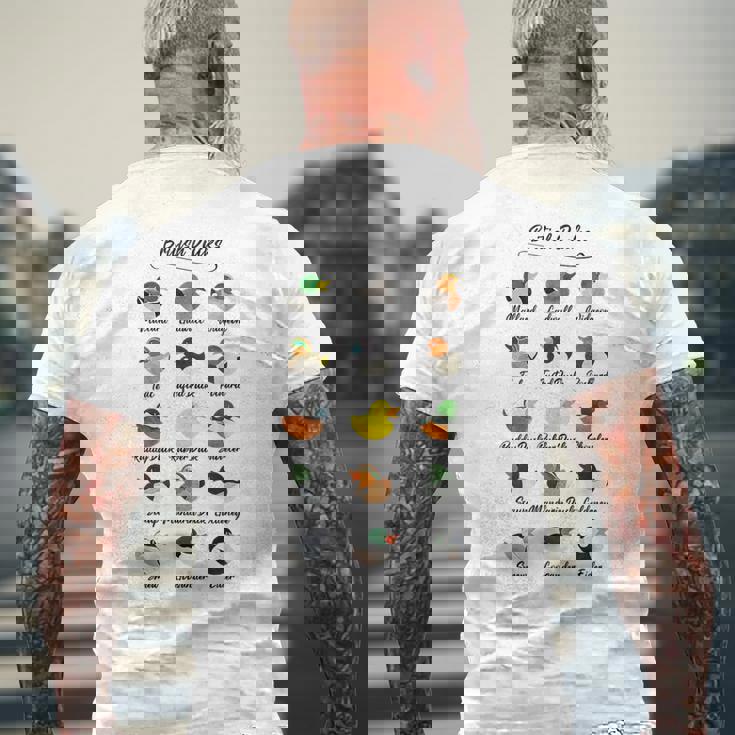 イギリス アヒル かわいい 動物 鳥 陽気なウィットティユーモア メンズTシャツ バックプリント 高齢者への贈り物