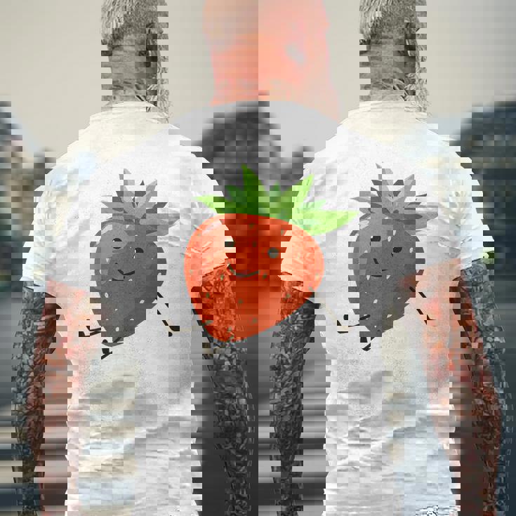 イチゴのハロウィンコスチューム かわいい怠惰なイチゴの果実 メンズTシャツ バックプリント 高齢者への贈り物