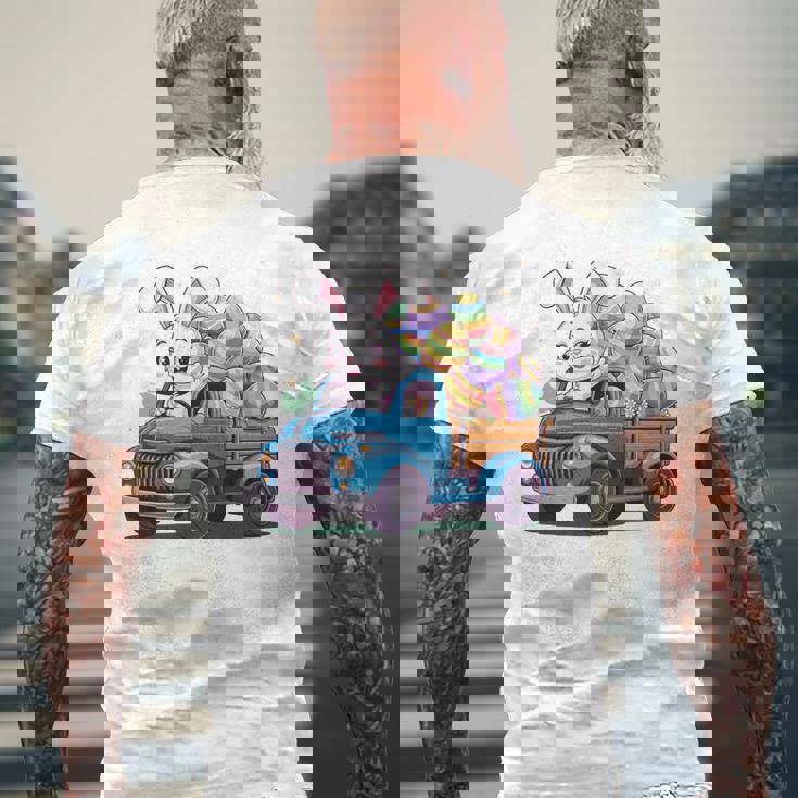 イースタートラッカー-面白いイースターバニーボーイズイースターネストトラック 長袖tシャツ メンズTシャツ バックプリント 高齢者への贈り物