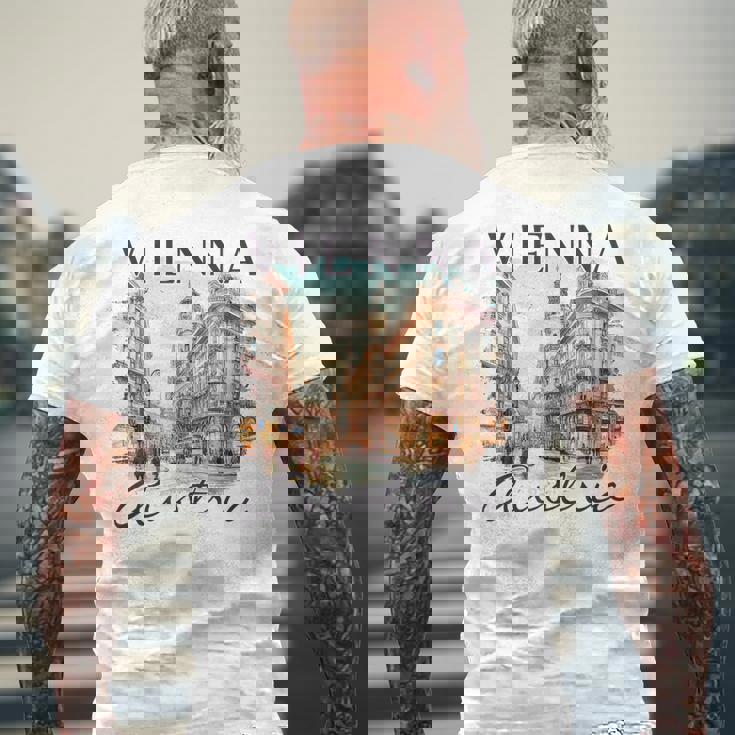 ウィーン オーストリア 旅行 お土産 Meet Me Inienna メンズTシャツ バックプリント 高齢者への贈り物