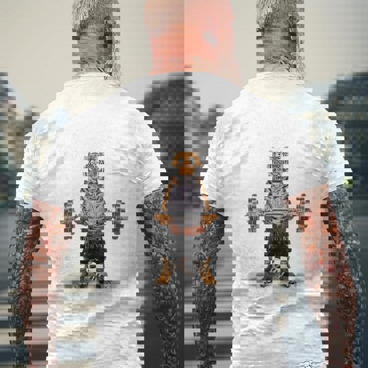 ウェイトリフティング 筋トレ バーベル やる気がないなら家に帰れ トラ 虎 メンズTシャツ バックプリント 高齢者への贈り物