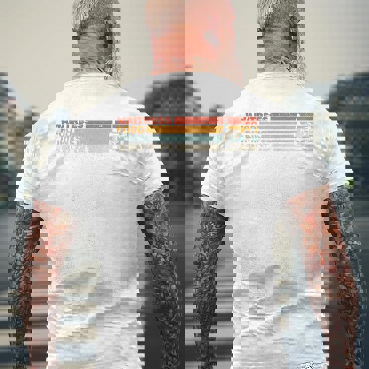 ウェイトレス 食べ物 飲み物とヒント レトロ ウェイティングスタッフ ウェイター 長袖tシャツ メンズTシャツ バックプリント 高齢者への贈り物