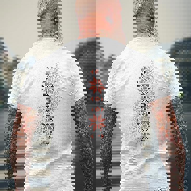 ウクライナ刺繍タトゥーローズ ウクライナの自由 メンズTシャツ バックプリント 高齢者への贈り物