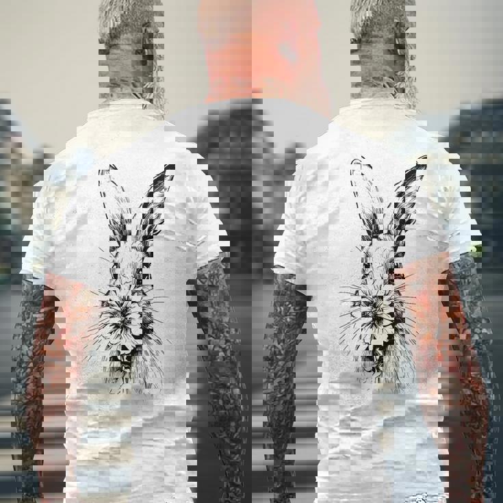 ウッドランド バニー コテージコア 花 春 素朴なイースター メンズTシャツ バックプリント 高齢者への贈り物