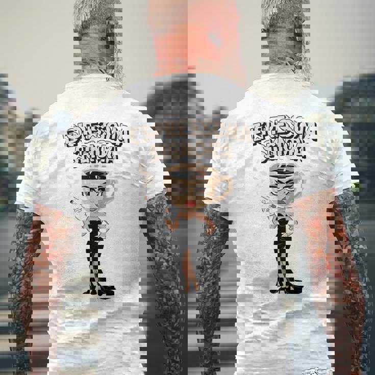 エスプレッソナ シニョーラ イタリアン Brainrot コーヒーミーム メンズTシャツ バックプリント 高齢者への贈り物