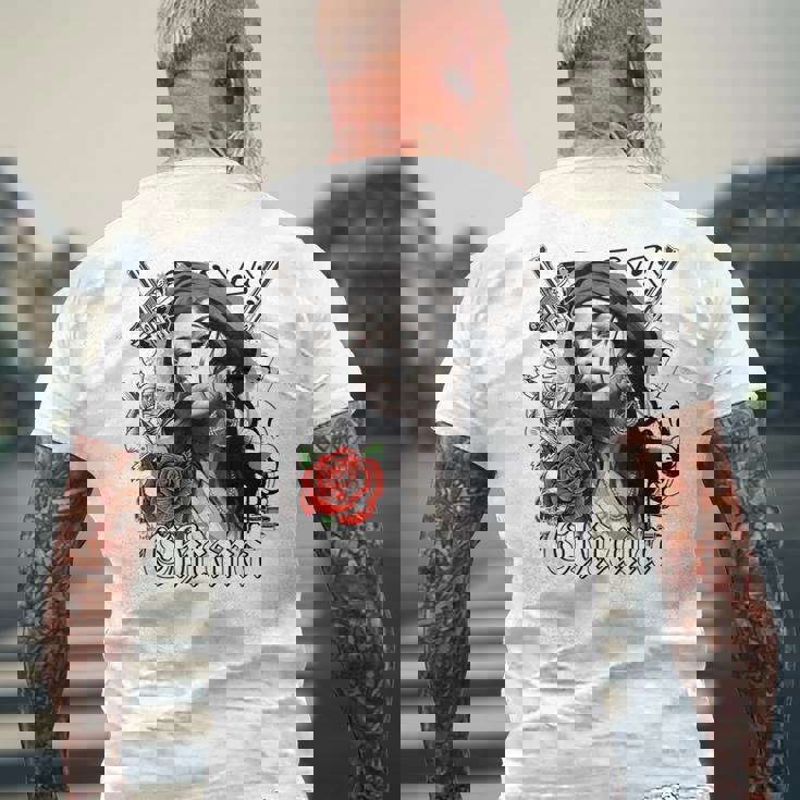 エッセイ「チカーノカルチャー」。チカーノ服 カミーサチカーナ メンズTシャツ バックプリント 高齢者への贈り物