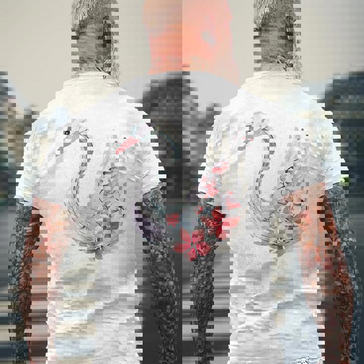 エレガントな白鳥の花 メンズTシャツ バックプリント 高齢者への贈り物