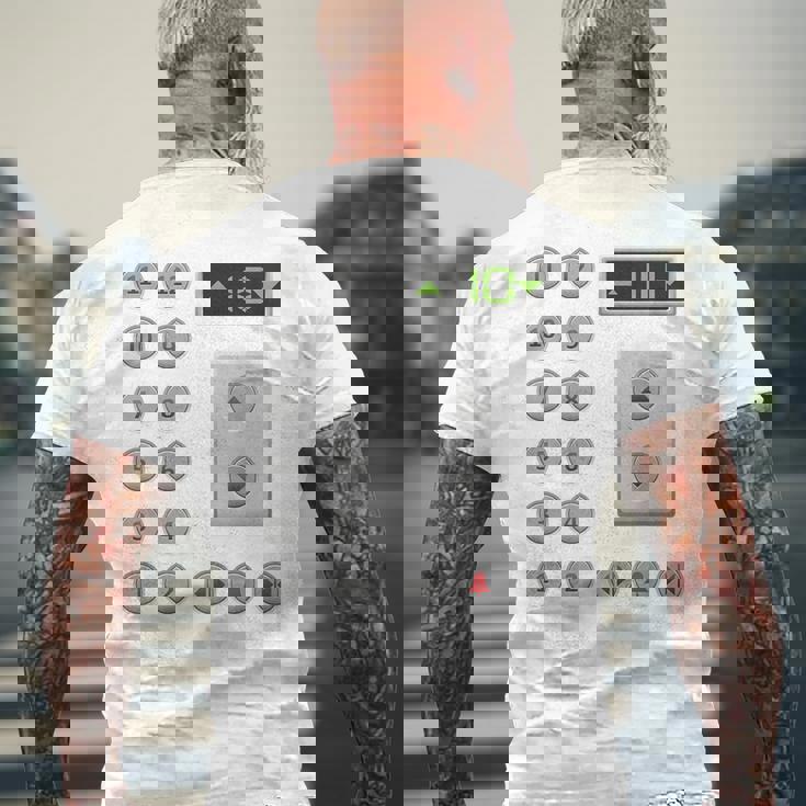 エレベーターボタン おもしろエレベーター メンズTシャツ バックプリント 高齢者への贈り物