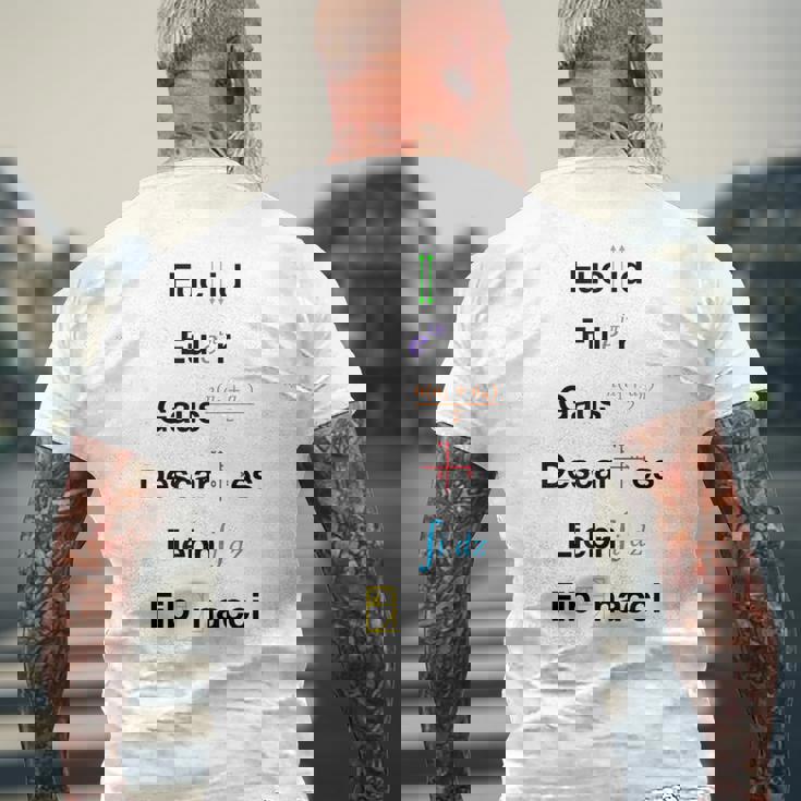 オタク数学ユークリッドオイラーガウスデカルトライプニッツフィボナッチ メンズTシャツ バックプリント 高齢者への贈り物