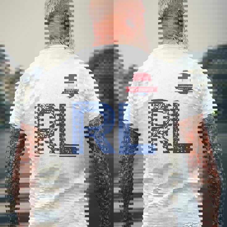 オランダ オランダ 人間の旗 文字 R And L Nederland メンズTシャツ バックプリント 高齢者への贈り物