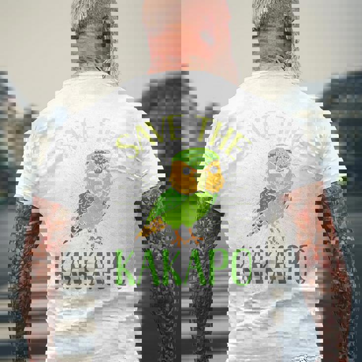 カカポ絶滅危惧保全啓発鳥を救え 長袖tシャツ メンズTシャツ バックプリント 高齢者への贈り物