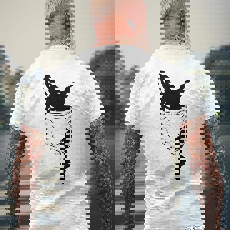 カジュアルなシャチ 面白いオルカをポケットに メンズTシャツ バックプリント 高齢者への贈り物