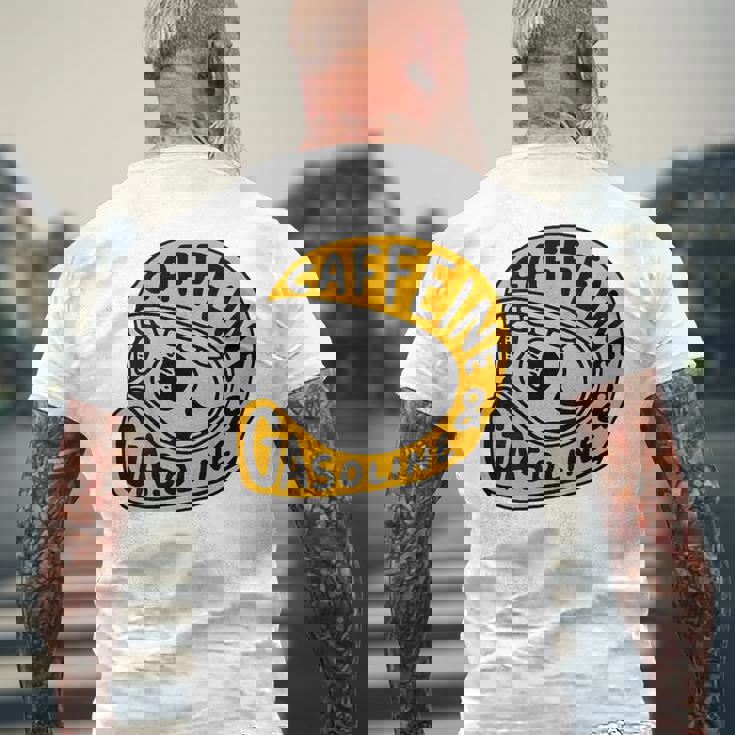 カフェインとガソリン メンズTシャツ バックプリント 高齢者への贈り物