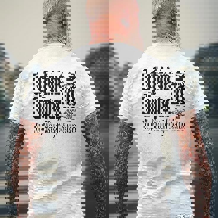 カフェイン猫・章 マイミッドナイトルーチン ナイトキャット フクロウ 長袖tシャツ メンズTシャツ バックプリント 高齢者への贈り物