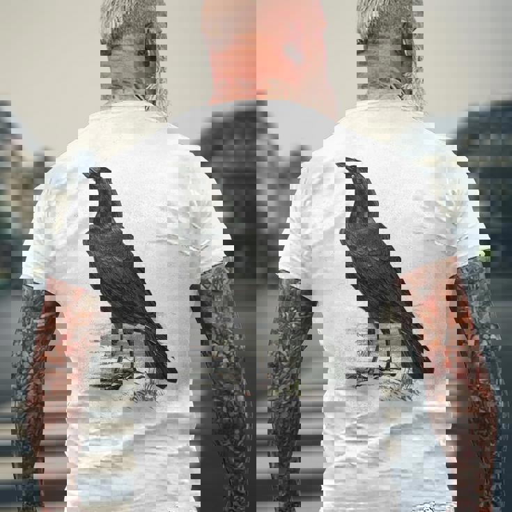 カラス ビンテージ イラスト カラス メンズTシャツ バックプリント 高齢者への贈り物