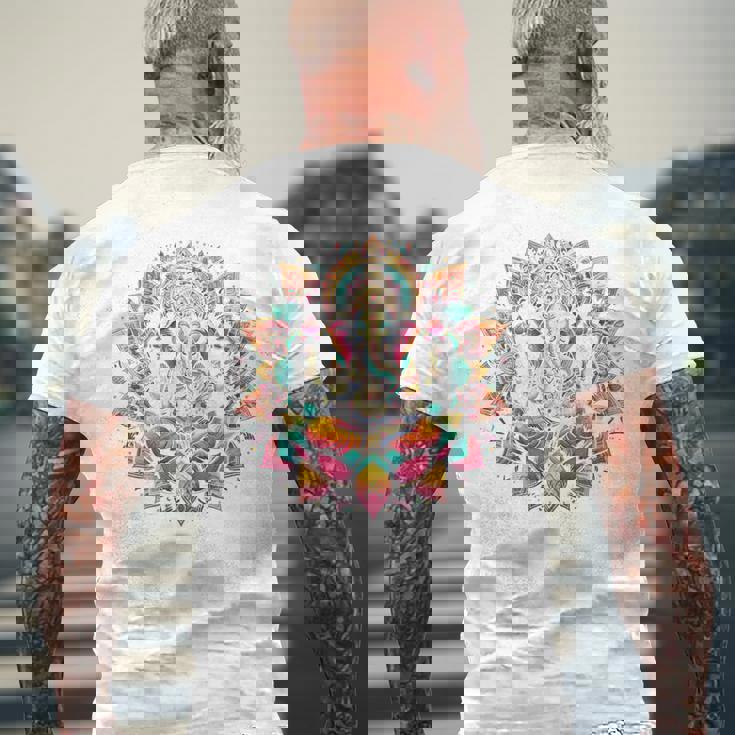 ガネーシャシンボル ヨガ ヒンドゥー教 象 神 ガネーシャ プージャ 長袖tシャツ メンズTシャツ バックプリント 高齢者への贈り物