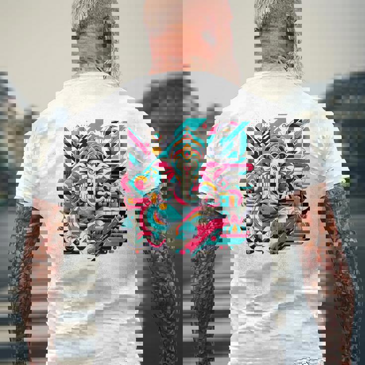 ガネーシャモダンポップ メンズTシャツ バックプリント 高齢者への贈り物