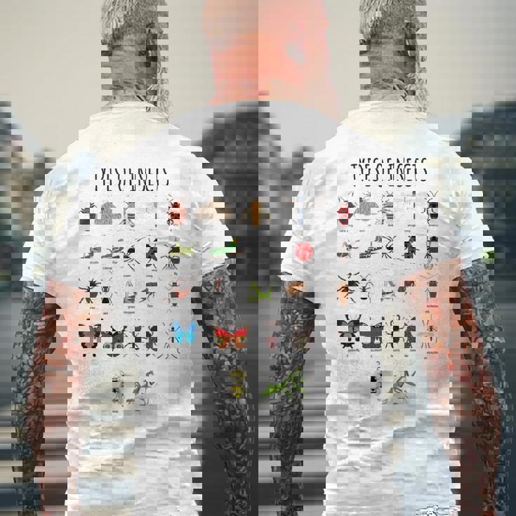 キッズ 昆虫の種類バグ識別科学 メンズTシャツ バックプリント 高齢者への贈り物
