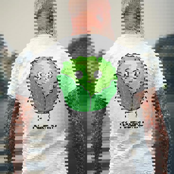 キャベツ 顔 イラスト かわいい おもしろ 面白い 簡単 シンプル ゆるい 野菜 メンズTシャツ バックプリント 高齢者への贈り物