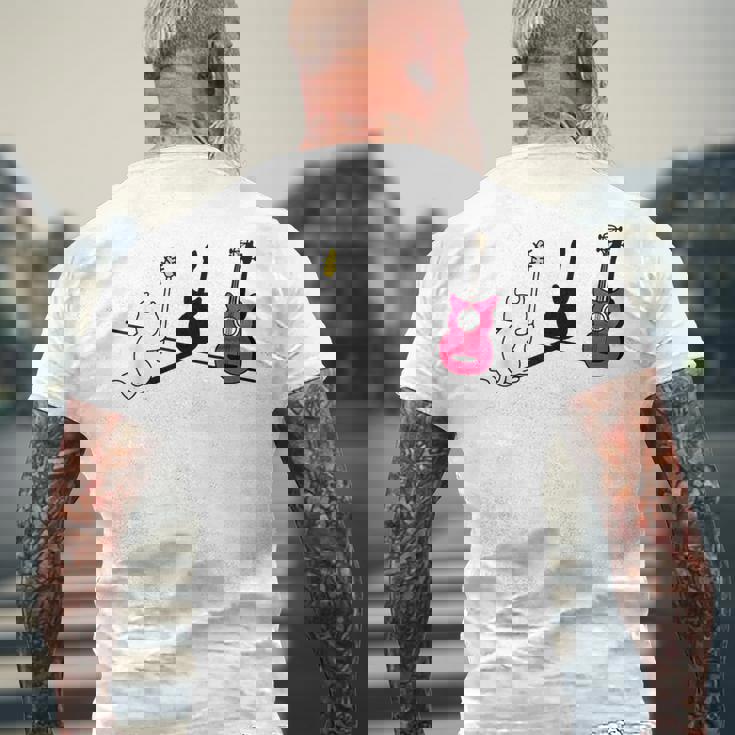 ギターの影を作る猫デザイン メンズTシャツ バックプリント 高齢者への贈り物