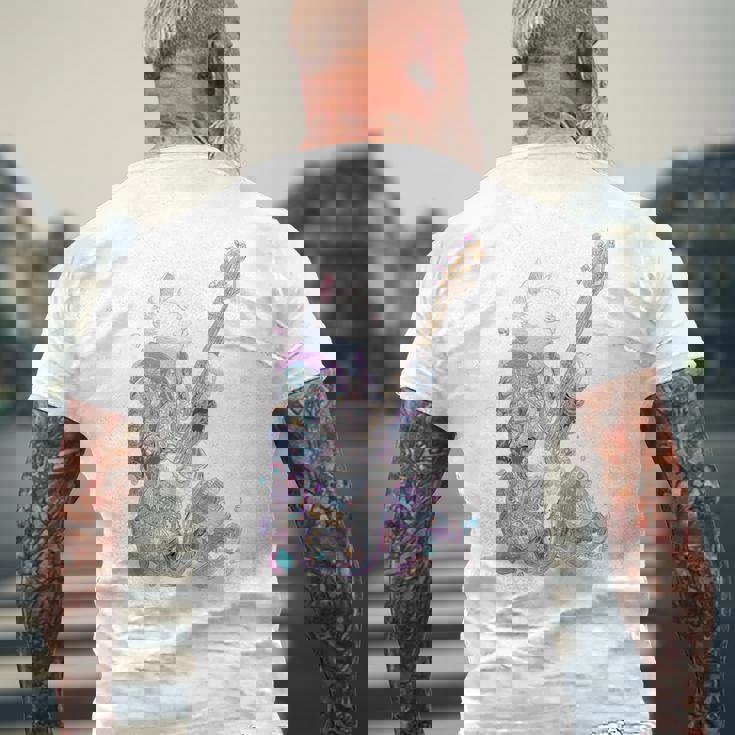 ギターを弾く猫 ネコ おもしろ かわいい ロック おしゃれ メンズTシャツ バックプリント 高齢者への贈り物