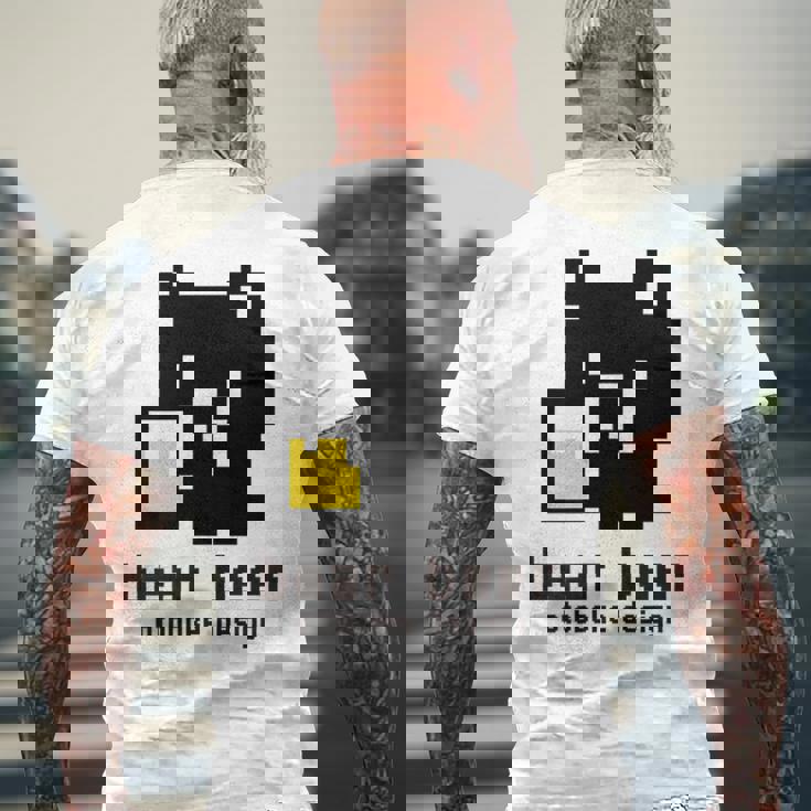 クマ ビール ドット絵 かわいい レトロ メンズTシャツ バックプリント 高齢者への贈り物