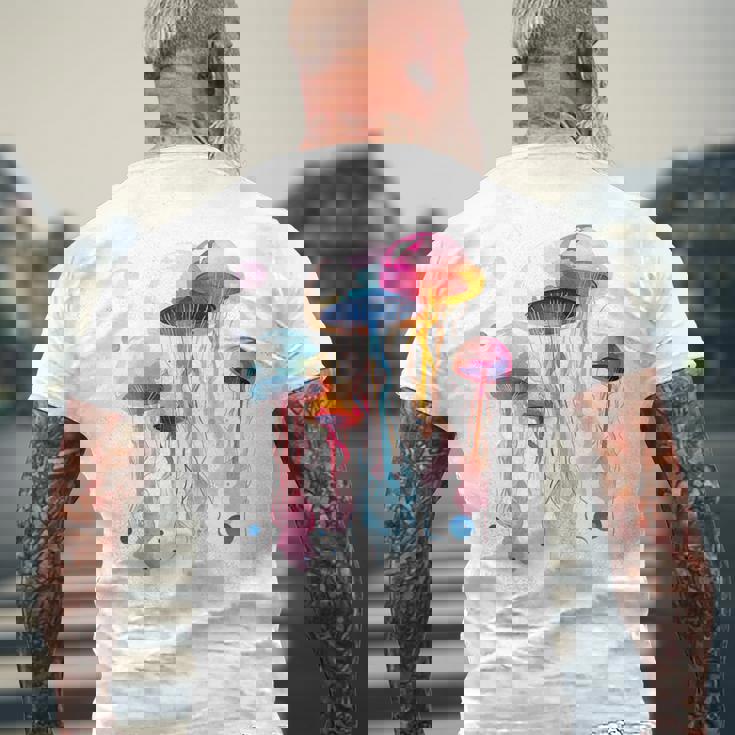 クラゲ 幾何学 動物 カラフル 抽象 アート クラゲ メンズTシャツ バックプリント 高齢者への贈り物