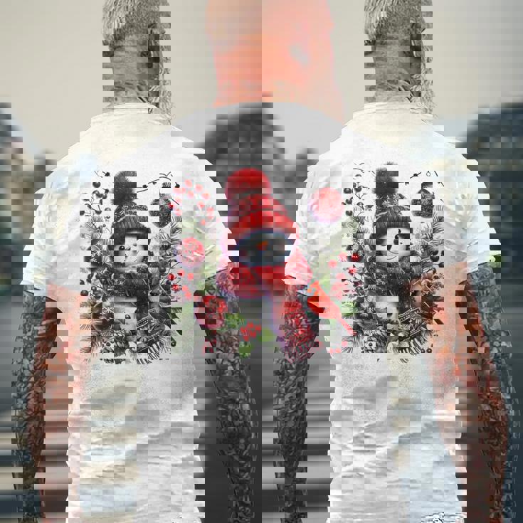 クリスマスの雪だるま メンズTシャツ バックプリント 高齢者への贈り物