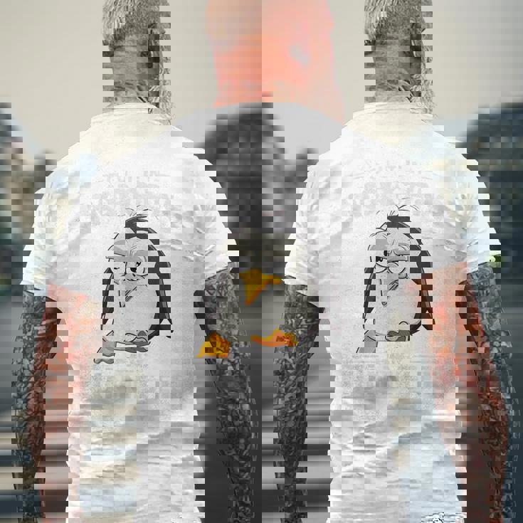 グーテン・モルゲン極薄アイスクリーム おもしろモーニンググループ ペンギン メンズTシャツ バックプリント 高齢者への贈り物