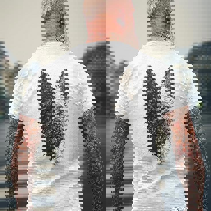 ケアンテリア 犬 モチーフ ペット 作品 ケアンテリア メンズTシャツ バックプリント 高齢者への贈り物