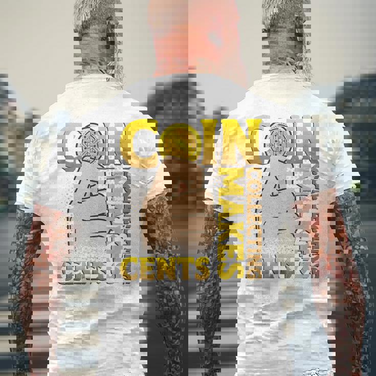 コイン収集はセント硬貨を集めるコインコレクター メンズTシャツ バックプリント 高齢者への贈り物