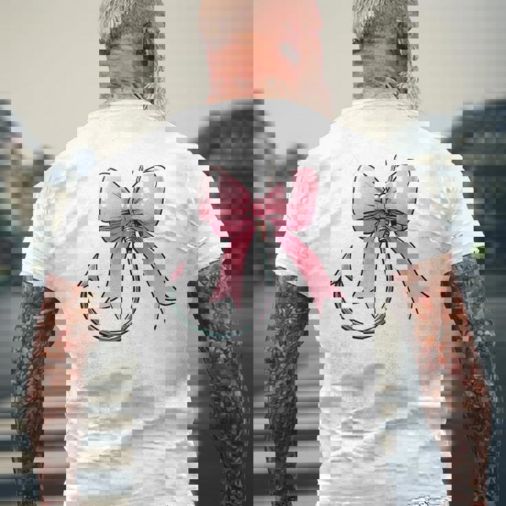 コケット ボウ 釣り フィッシャーフック ピンクリボン ママ 母の日 メンズTシャツ バックプリント 高齢者への贈り物