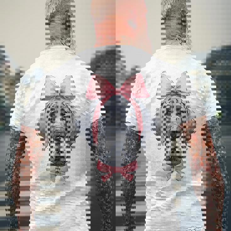 コケットボウ グレートデーン 犬 ママ ピンクリボン キュート 母の日 メンズTシャツ バックプリント 高齢者への贈り物