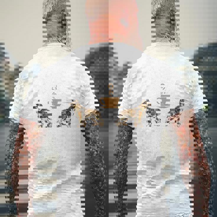 バックプリント コーヒーとジャーマン シェパード メンズTシャツ バックプリント 高齢者への贈り物