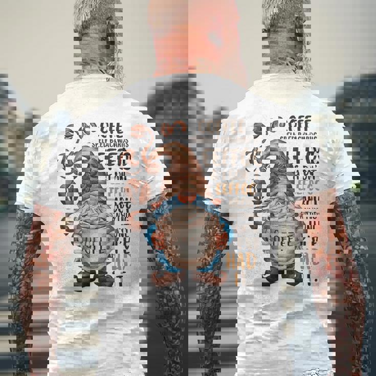 コーヒーノームコーヒーの後ろ向き綴りはeeffoc面白いです。 メンズTシャツ バックプリント 高齢者への贈り物