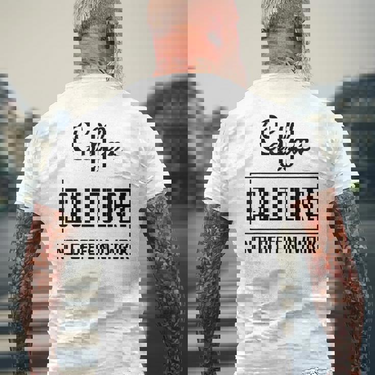 コーヒー文化 コーヒーなし 仕事なし メンズTシャツ バックプリント 高齢者への贈り物