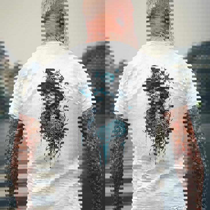 ゴシックガール ハロウィンコスチューム 魔女ゴス オカルトウィッカ メンズTシャツ バックプリント 高齢者への贈り物