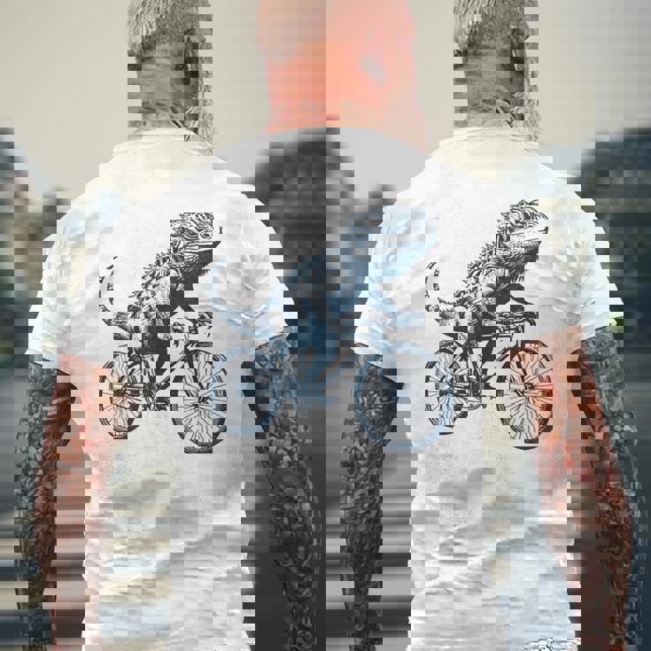 サイクリングトカゲ、爬虫類、爬虫類学、フトアゴヒゲトカゲ メンズTシャツ バックプリント 高齢者への贈り物