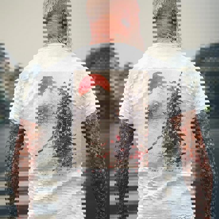 サムライ 猫戦士 浮世 墨絵 猫 サムライ 長袖tシャツ メンズTシャツ バックプリント 高齢者への贈り物